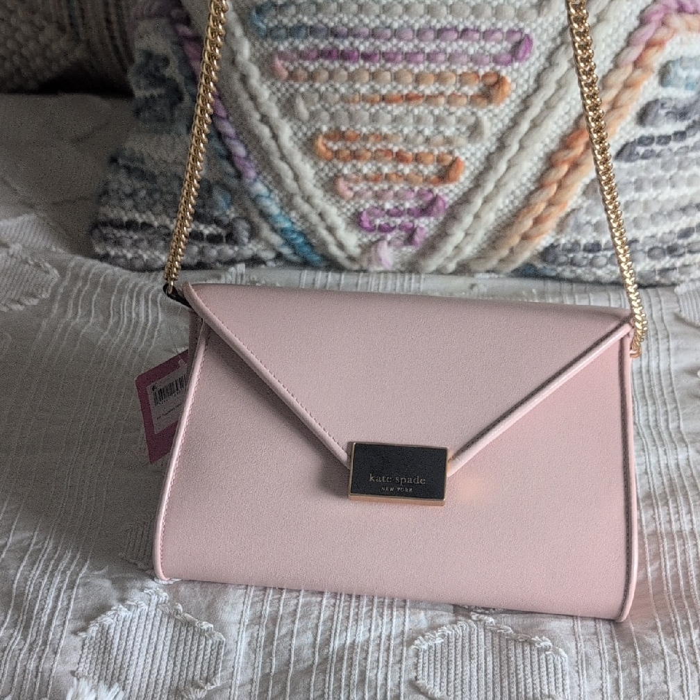 Kate Spade Pink And Gold Crossbody Bag With Chain Strap